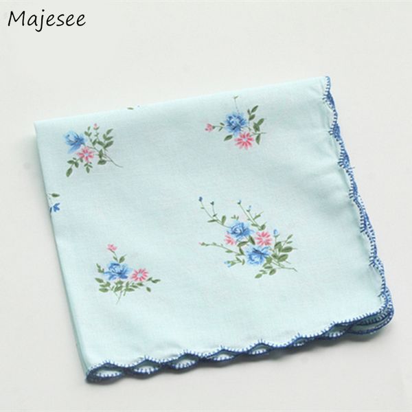 

handkerchiefs women elegant vintage floral printed soft cotton casual fashion chic ladies pocket square womens new, Blue;purple