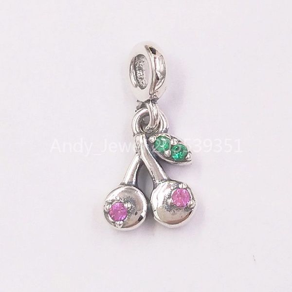 Andy Jewel 925 Sterling Silber Perlen My Cherry Dangle Charm Charms passend für europäische Pandora-Schmuckarmbänder Halskette 798371NCC