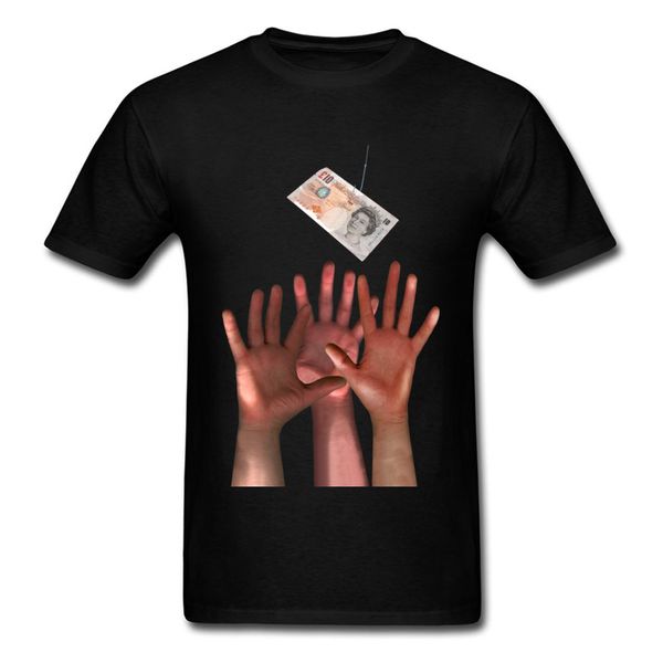 

unreachable hands novelty men black t-shirt funny money print male short sleeve tee black summer custom store