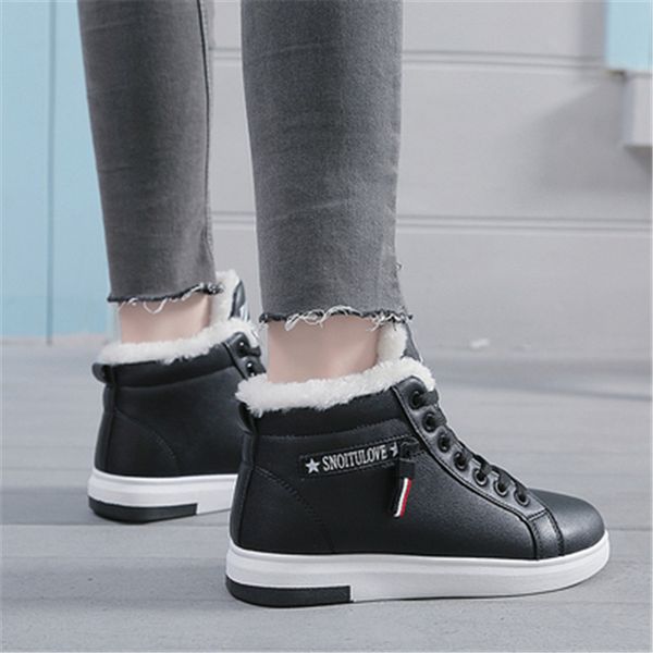 

warm snow boots women cotton boots female winter sneakers women outdoor walking motion cotton-padded shoes white black