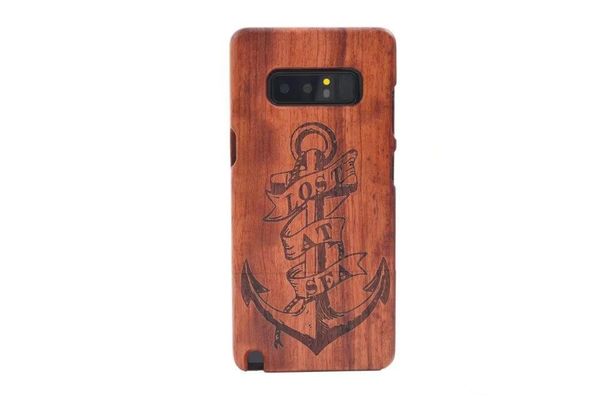 

retro flower carving wood pc phone case for samsung galaxy note 8 natural wooden hard case cover