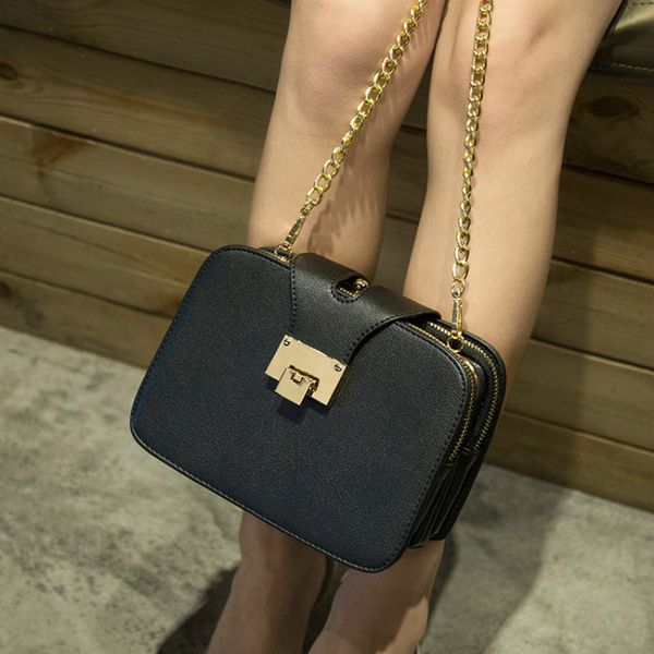 

1pcs multi-layer messenger bag joker girls bag new double zipper soft fine chain women