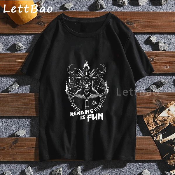 

lets read harajuku anime shirt gothic men's t-shirts punk black graphic oversized t shirt cotton 100% mens t shirts fashion 2020