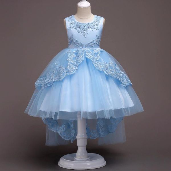 

2020 summer girls dress mesh bow trailing cute princess crystal dresses red kids prom embroidery dress children clothing bh-584, Red;yellow