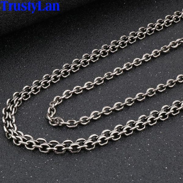 

chains long chain necklace men double layer 316l stainless steel mens necklaces vintage jewelry accessories for friends his gifts, Silver