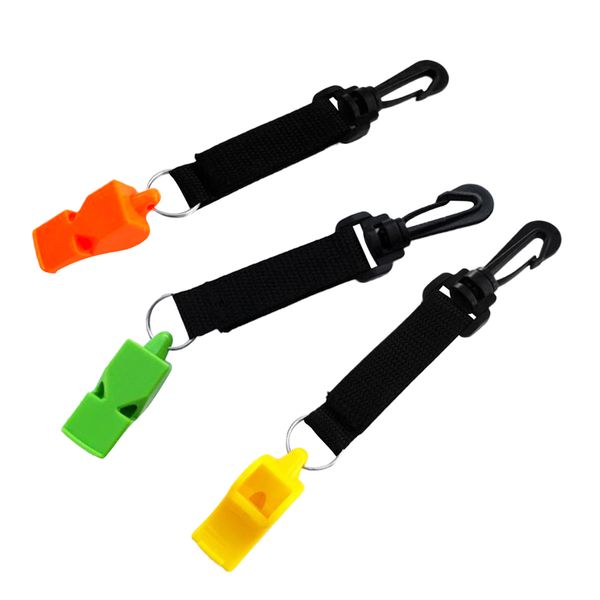

3pcs emergency whistle scuba dive safety whistle with hook & loop + swivel clip outdoor hiking survival gear