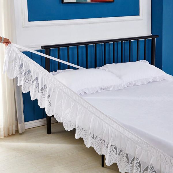

lace ruffle elastic band bed skirt split corners twin/full/queen/king size no platform sheets