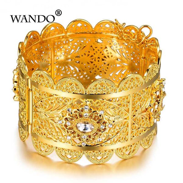 

wando can open bracelet vintage gold color relievo rose flower wide india wedding gift jewelry bracelets wb157, Black