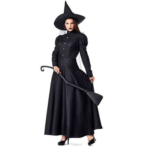 

costume accessories the wizard of oz women deluxe wicked witch black full length dress halloween classic witches costumes cosplay, Silver