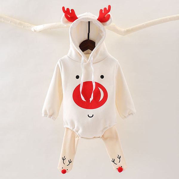 

christmas elk new autumn winter infant baby boys girls rompers clothing kids boy girl long sleeve rompers clothes, White