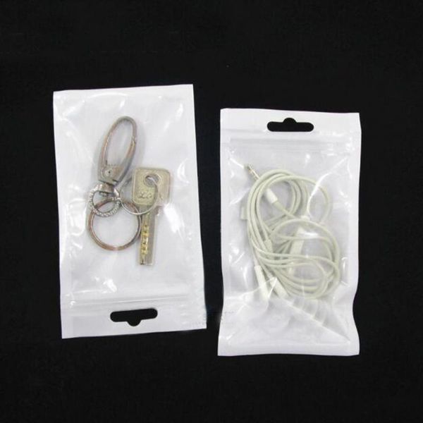 

14x8cm clear white zipper pearl bag europe airplane hole retail package plastic bag, poly opp pack bag mobile phone accessories packing bag