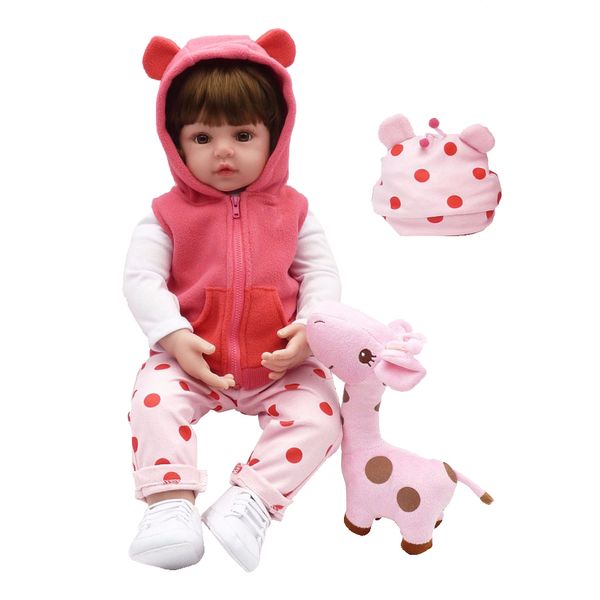 

19'' realistic baby girl doll infant with pink clothes kids education toy