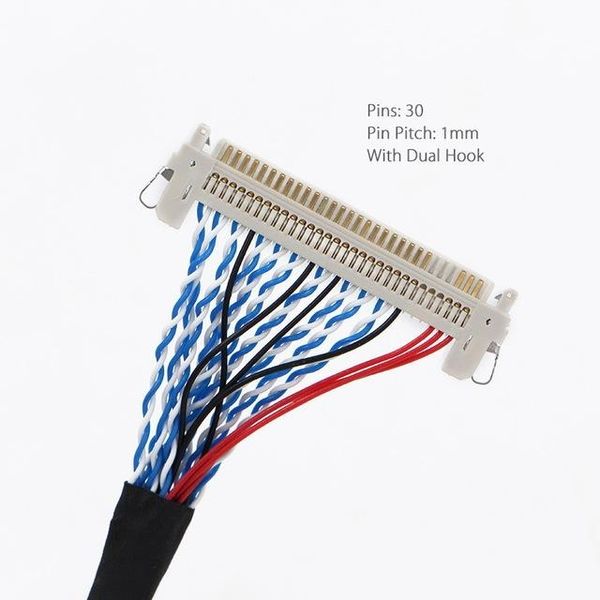 

onsumer electronics 250/450mm with hooks lvds cable fix-30p-d8 fix 30pins d8 double 2ch 8bit 1.0mm pitch for 17-21 lcd display panel cont
