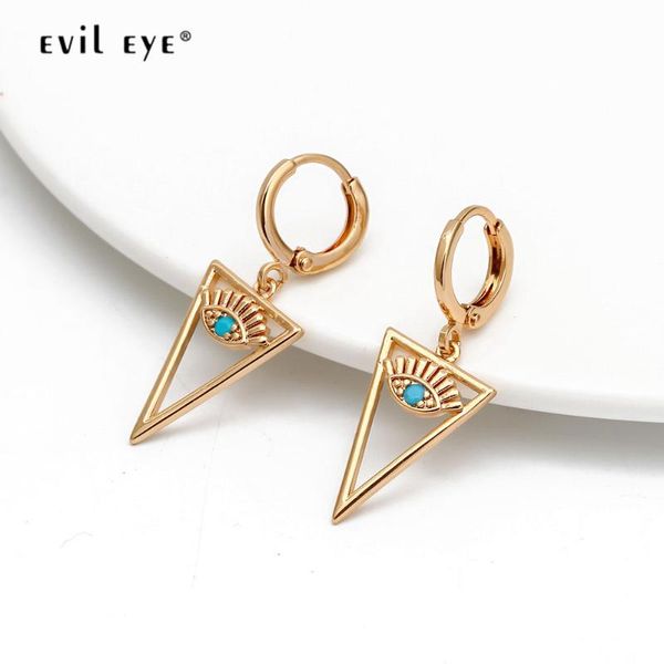 

dangle & chandelier evil eye triangle drop earrings gold color ear ring micro pave turkish fashion jewelry gifts for women girls, Silver
