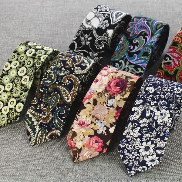 

rbocomens cotton ties 6 cm slim tie paisley tie classical floral ties casual neckties vintage skinny for wedding party, Blue;purple