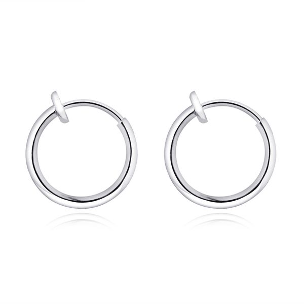 

1pair no piercing stainless steel circle hoop earring european small endless earrings handmade for women men kids baby jewelry, Golden;silver