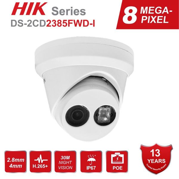 

hikvision 8mp камера ip poe открытый видеонаблюдение 4k камеры ds-2cd2385fwd-i с 30м ик встроенный sd слот для карт h.265