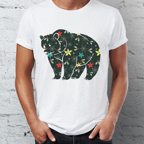 

men's t shirt cute christmas bear christmas tee