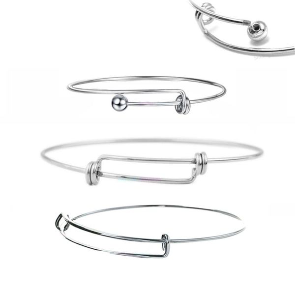 

bangle 10pcs fashion wire copper / stainless steel metal expandable bracelet base adjustable blank diy charm bracelets & bangles, Black