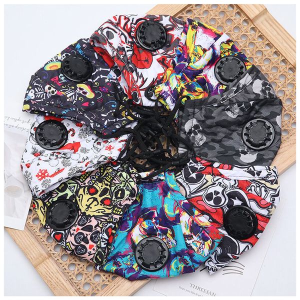 

halloween face mask christmas skull mouth mask with valve dust pm2.5 cotton fashion reusable mask, Blue