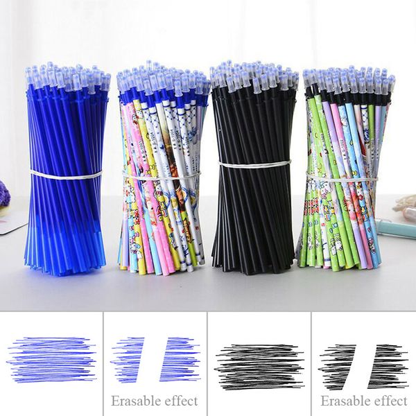 

10pcs/lot transparent gel pen refill 0.5mm black blue erasable ink cartoon refill for student writing school office stationery, Black;red