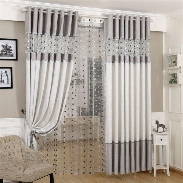 

silver gray european luxury curtains bird nest spliced curtain embroidery tulle for living room kitchen bedroom voile wp221#4