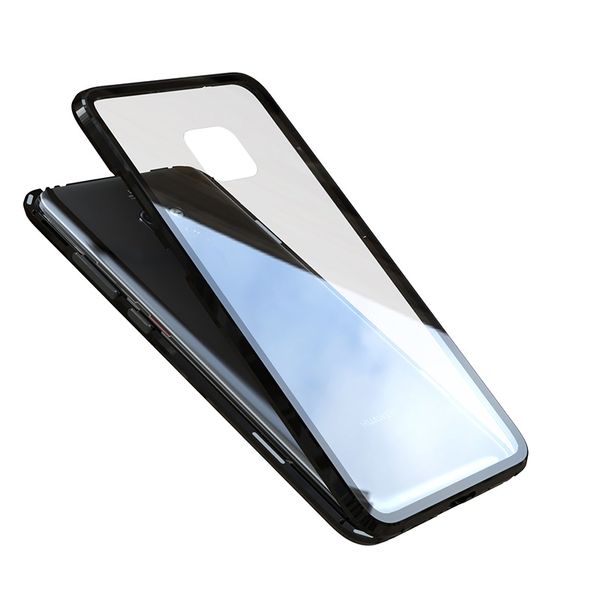 

ultra thin magnetic absorption case 360 front back dual side 9h tempered glass screen metal bumper cover for huawei mate 20 pro