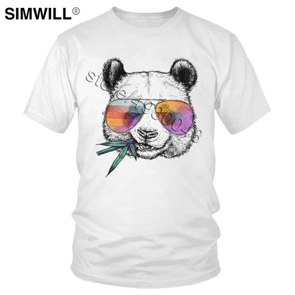 

китайская панда с очками майка смешные мужская лето чистый хлопок tee мода tshirt короткие рукава cute kawaii животных tshirt