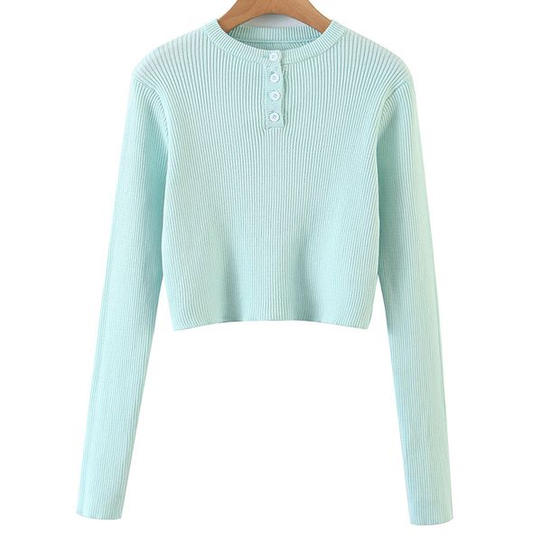 

women's sweaters katara o neck green pullover women fashion buttons short sweater elegant long sleeve female ladies ht, White;black