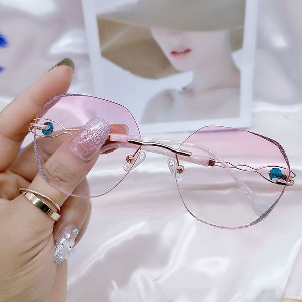 

rimless computer glasses women fashion designer blue light blocking clear gradient lens frame ladies eyeglasses, White;black