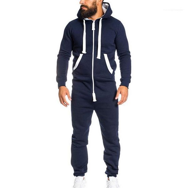 

sportswear with pocket fashion rompers full length apparel autumn winter mens patchwork loose jumpsuits casual tracksuits hooded, Gray