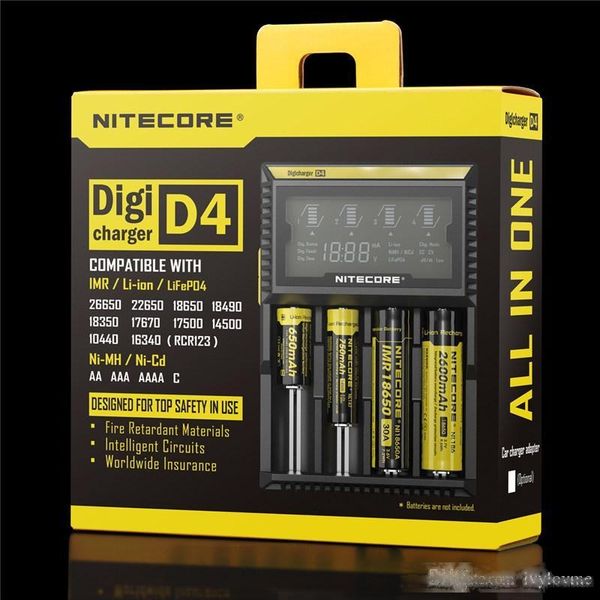 

nitecore d4 digicharger lcd display universal nitecore charger fit 18650 14500 16340 26650 18350 mod battery with charging cable