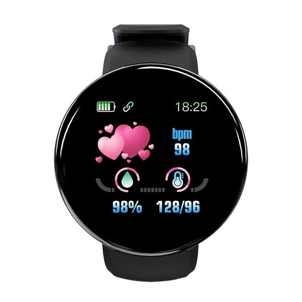 

d18 smart watch men women blood pressure round smart wristband waterproof sport smart watch fitness tracker for android ios