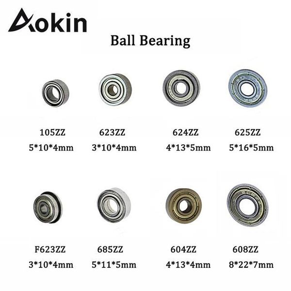 

3d printer parts & accessories aokin 10pcs double shielded miniature deep groove ball bearing steel single row 608 105 623 624zz 625zz