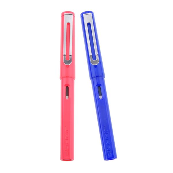 

2pcs writing metal fountain pen inhao hooded iraurita nib gifts blue&pink