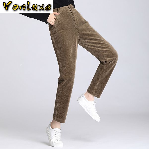 

2020 new autumn winter warm high waist corduroy harem pants women long casual velvet ladies trousers female sweatpants plus size, Black;white