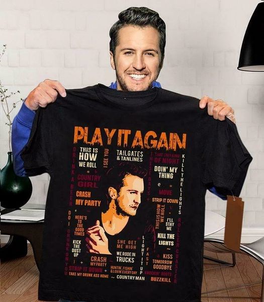 

luke bryan play it again - song list t-shirt(1