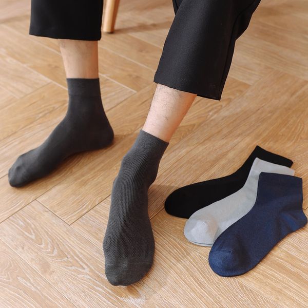 

5 pairs men's mid-calf stockings stockingssocks stockings business mesh breathable skin-friendly all-match men's socks 4bid2, Black