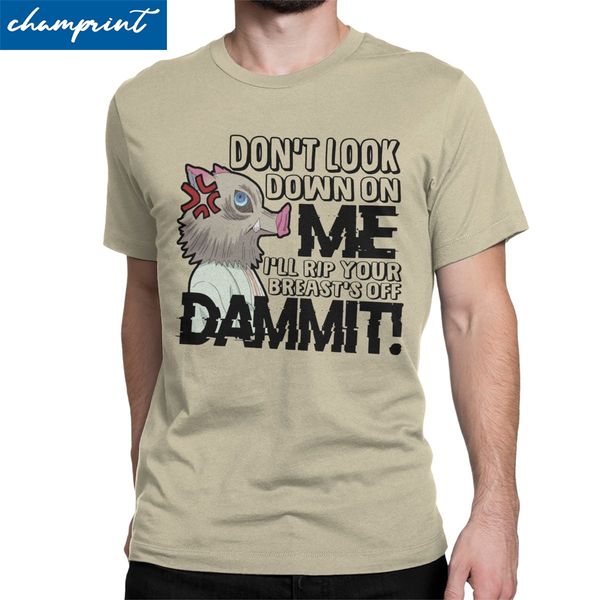 

novelty inosuke t-shirts men o neck cotton t shirt demon slayer anime demon blade short sleeve tees printed clothing