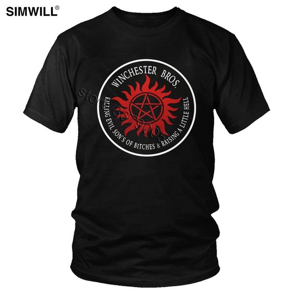 

trend winchester bros protection symbal ring t shirts men's summer cotton tee round collar short sleeve supernatural t-shirt