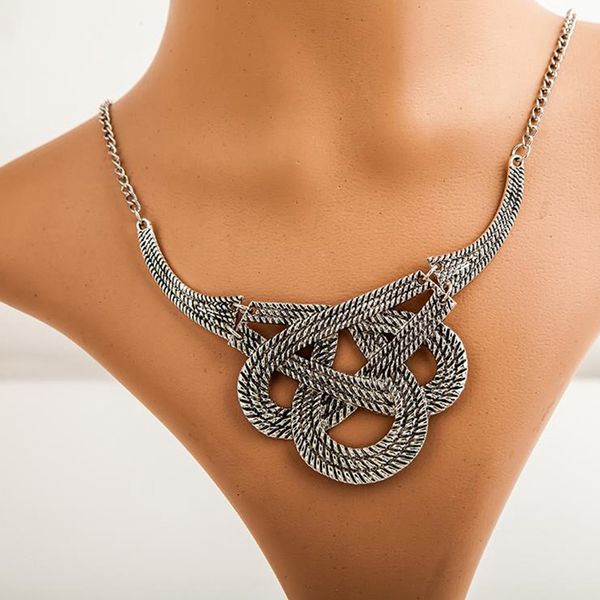 

boho hollow out heart flower shaped chokers necklace for women gold silver color charms collar necklaces jewelry, Golden;silver