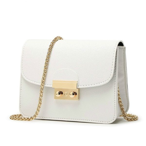 

2020 female pu leather mini flap bags for women solid white ladies small lock chain girls messenger shoulder clutch