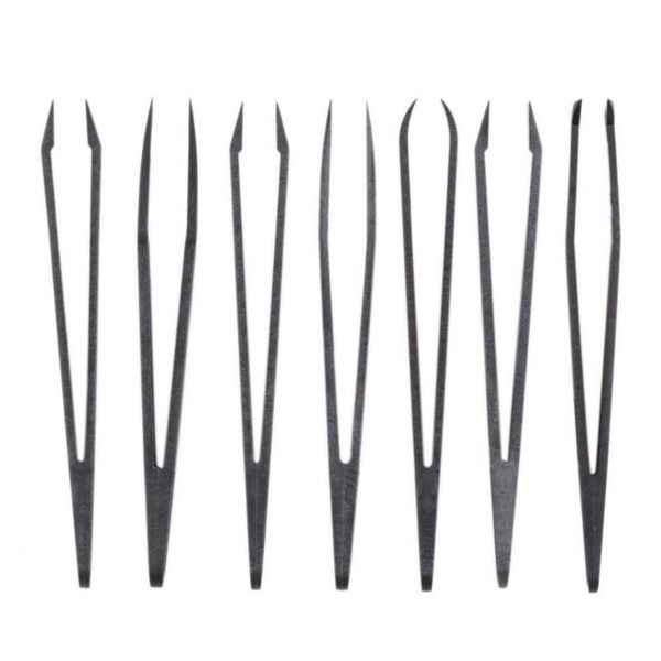 

12*1.1*1.4cm plastic antistatic straight curved anti-static conductive tweezer clip carbon fiber tweezers hand tools