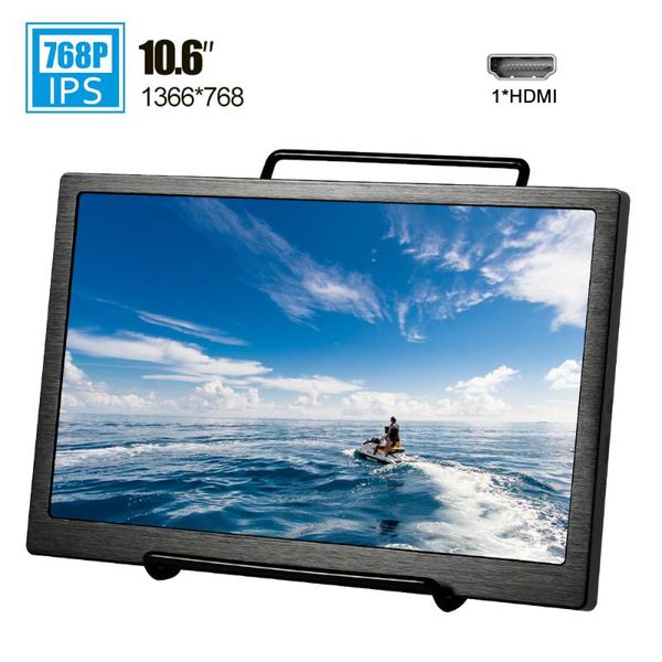 

10.6 inch 1366x768 ips portable monitor hdmi lcd screen gaming display for ps4 xbox lapraspberry pi with metal bracket