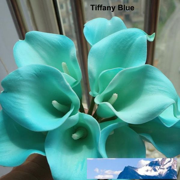 

21 colors real touch 15" artificial calla lily flower bouquet turquoise mini calla lily bridal bouquet wedding decoration