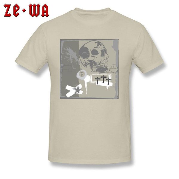 

skull t-shirt punk tees hip hop men t shirt vintage designer tshirt beige short sleeve clothes death god o neck clothing