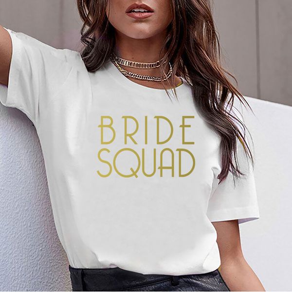 

t shirt women bride squad gold team bachelorette party fashion white print female tshirt
