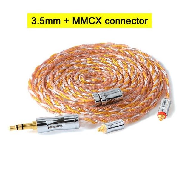 

arphone accessories nicehck c16-2 16 core copper silver mixed cable 3.5/2.5/4.4mm plug mmcx/2pin/qdc/nx7 pin for c12 zsx v90 tfz nx7 pro/...