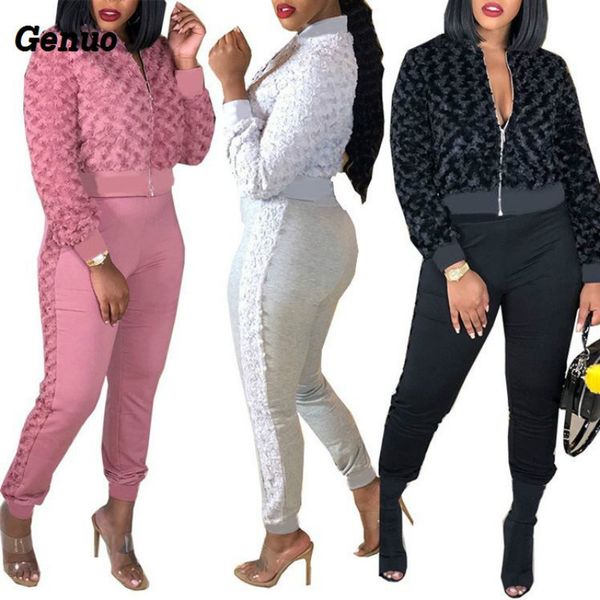 

women tracksuit casual two piece set woman long sleeve short jacket coat and pant 2 piece set outfits women clothing, Gray
