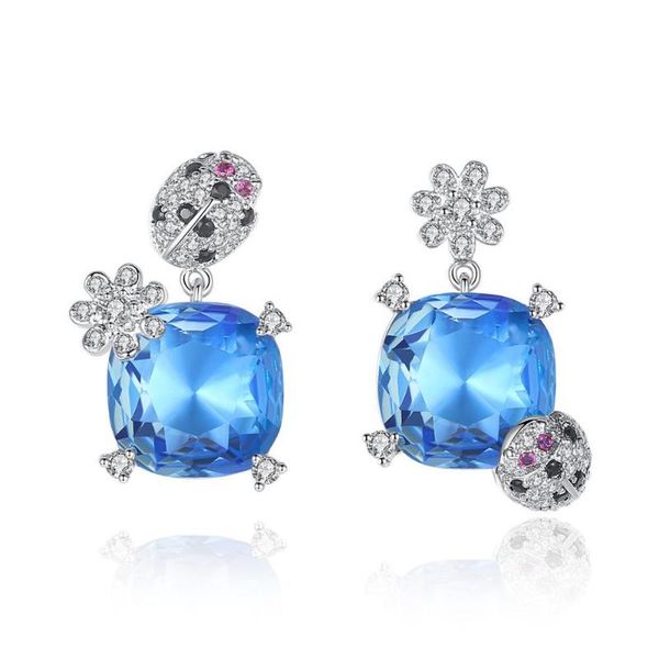 

stud tiny trendy cubic zirconia cute insect earrings clear blue cz crystal personality custom for women fashion jewelry e-h0, Golden;silver